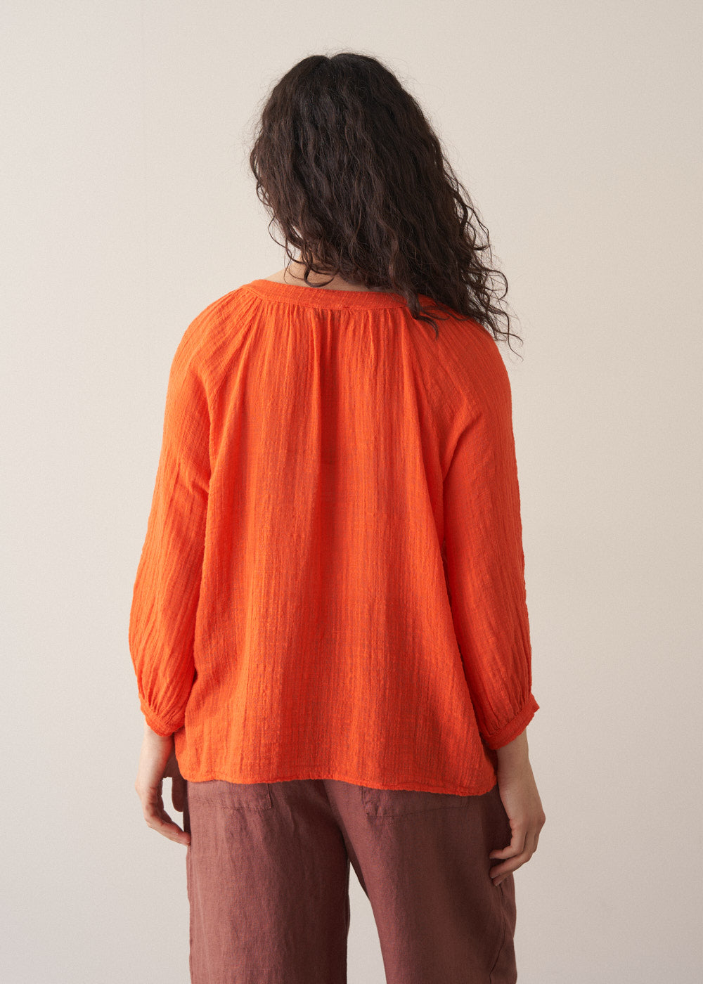 Modern Relaxed Tomato Cotton Top - Image 4