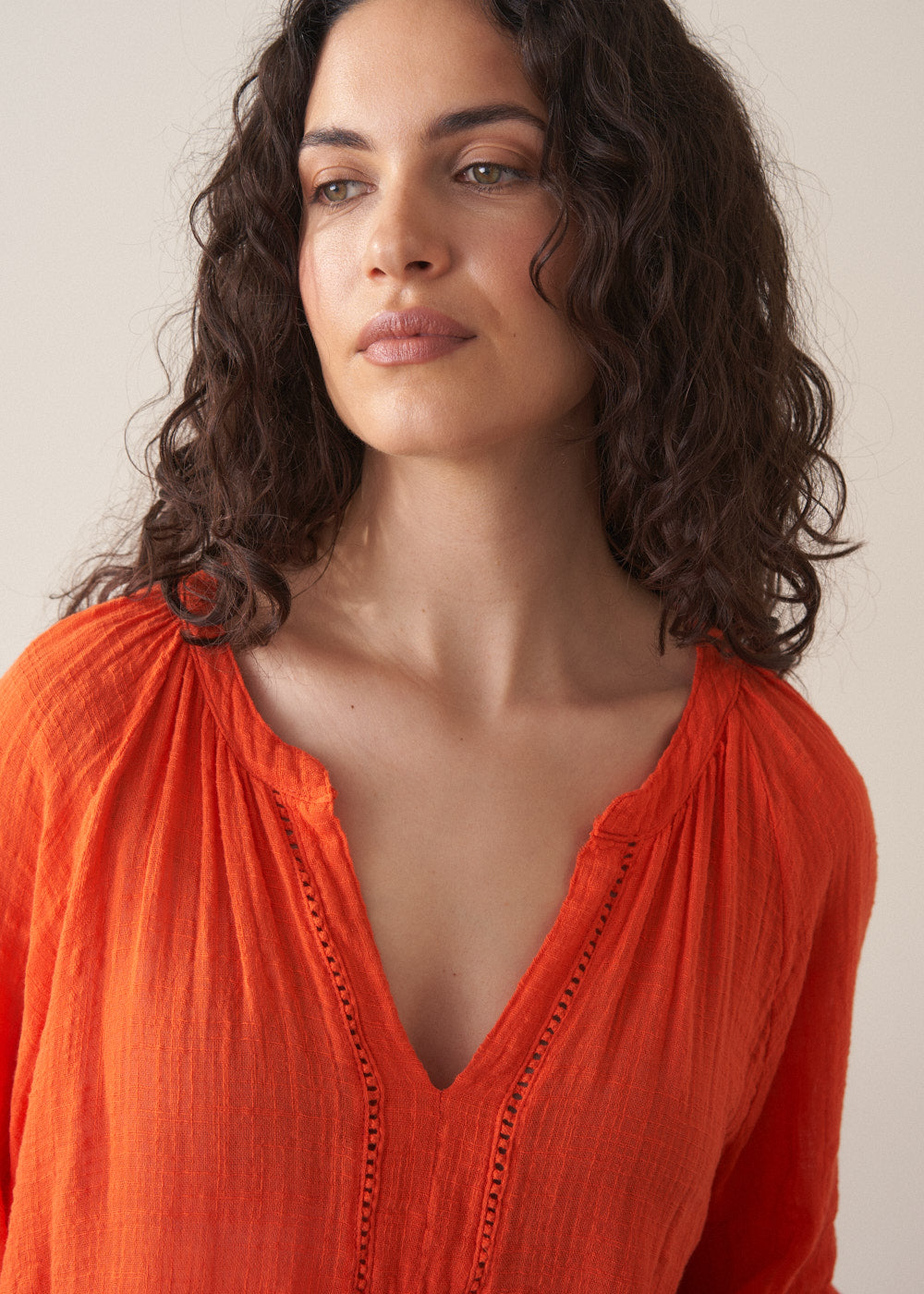 Modern Relaxed Tomato Cotton Top - Image 5