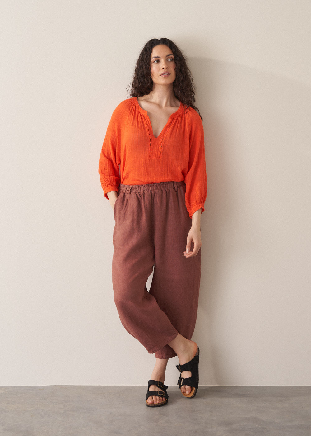Modern Relaxed Tomato Cotton Top - Image 2