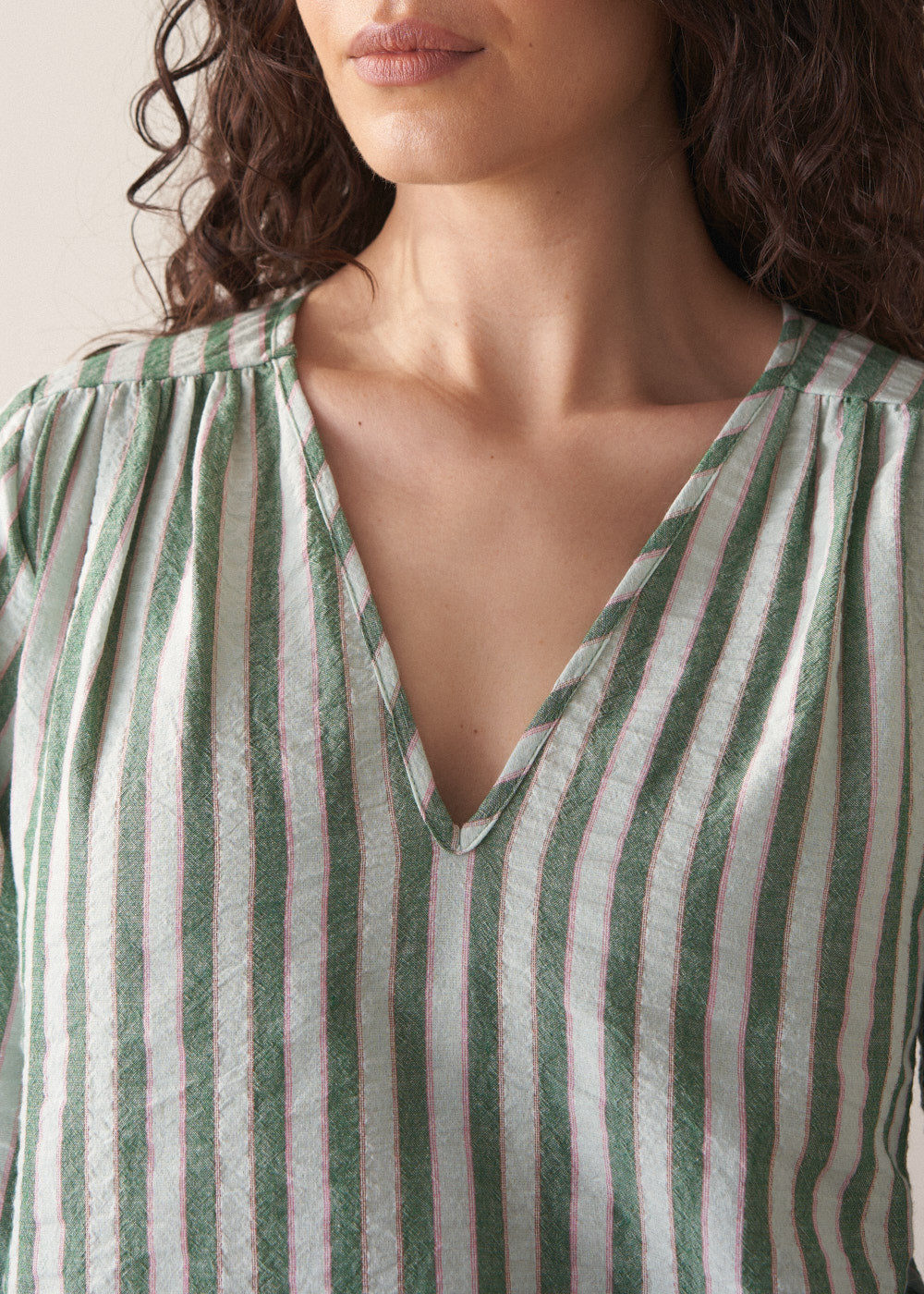 Lightweight Modern Green Striped Top - Image 5