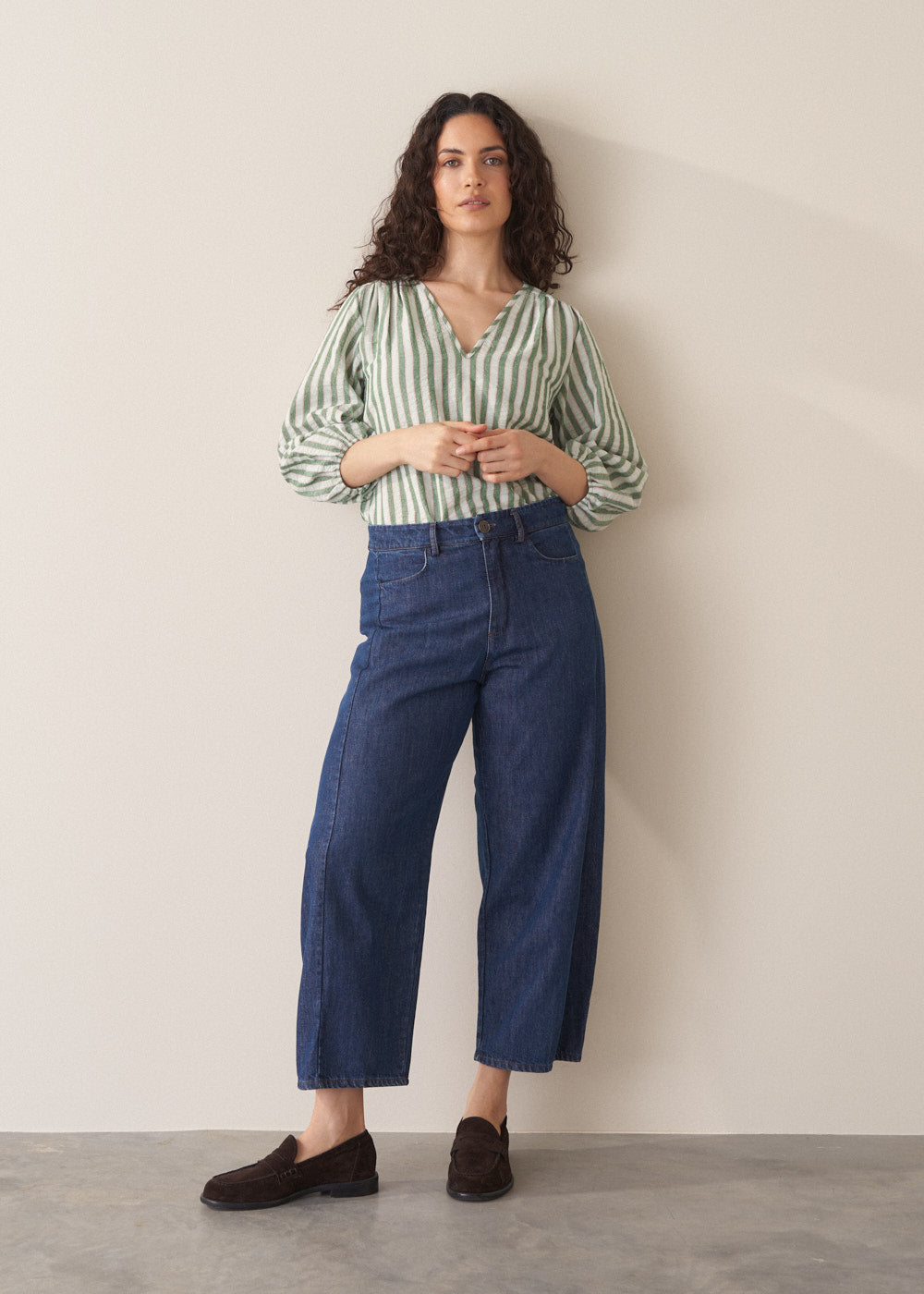 Lightweight Modern Green Striped Top - Image 2