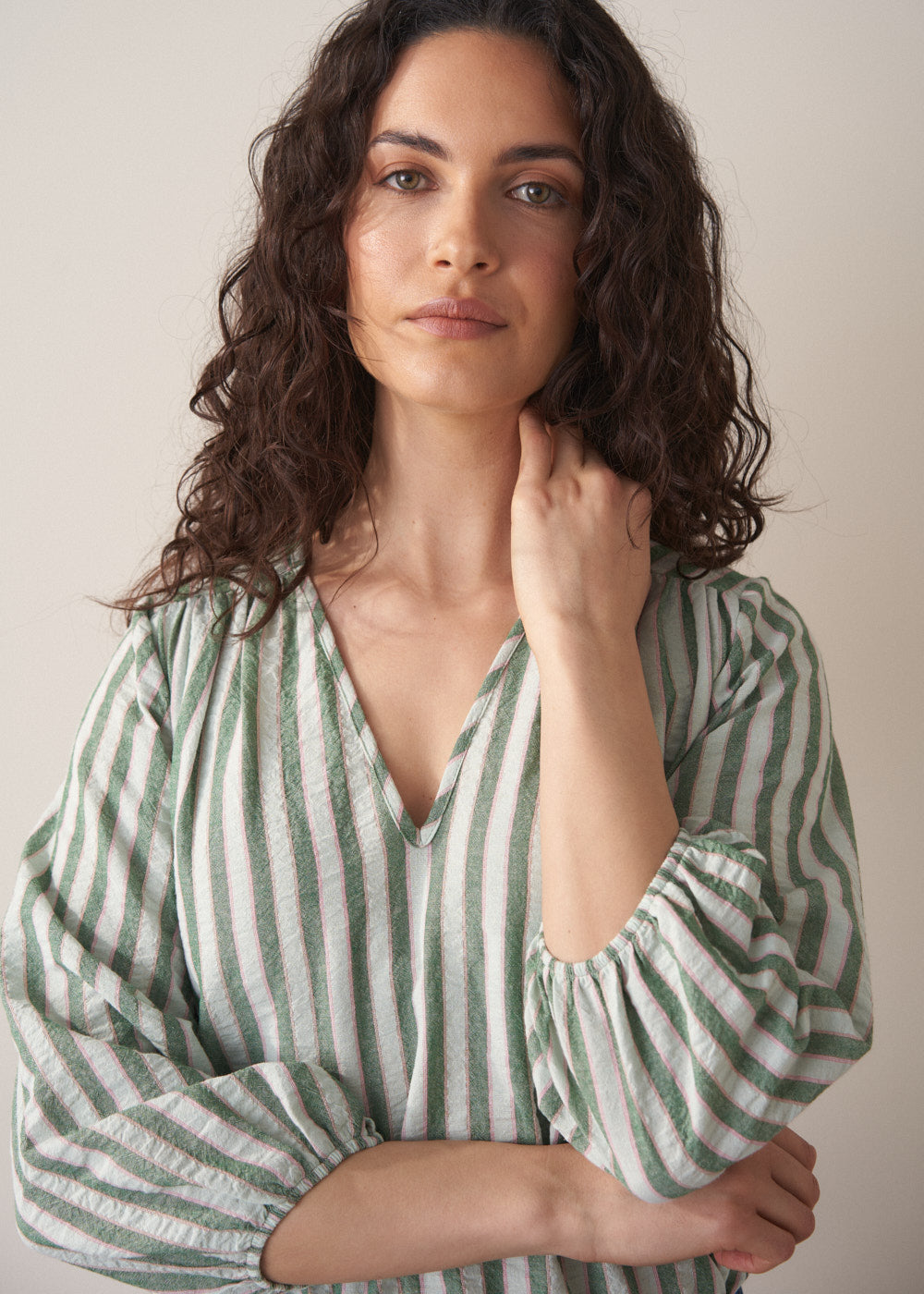 Green Striped Top