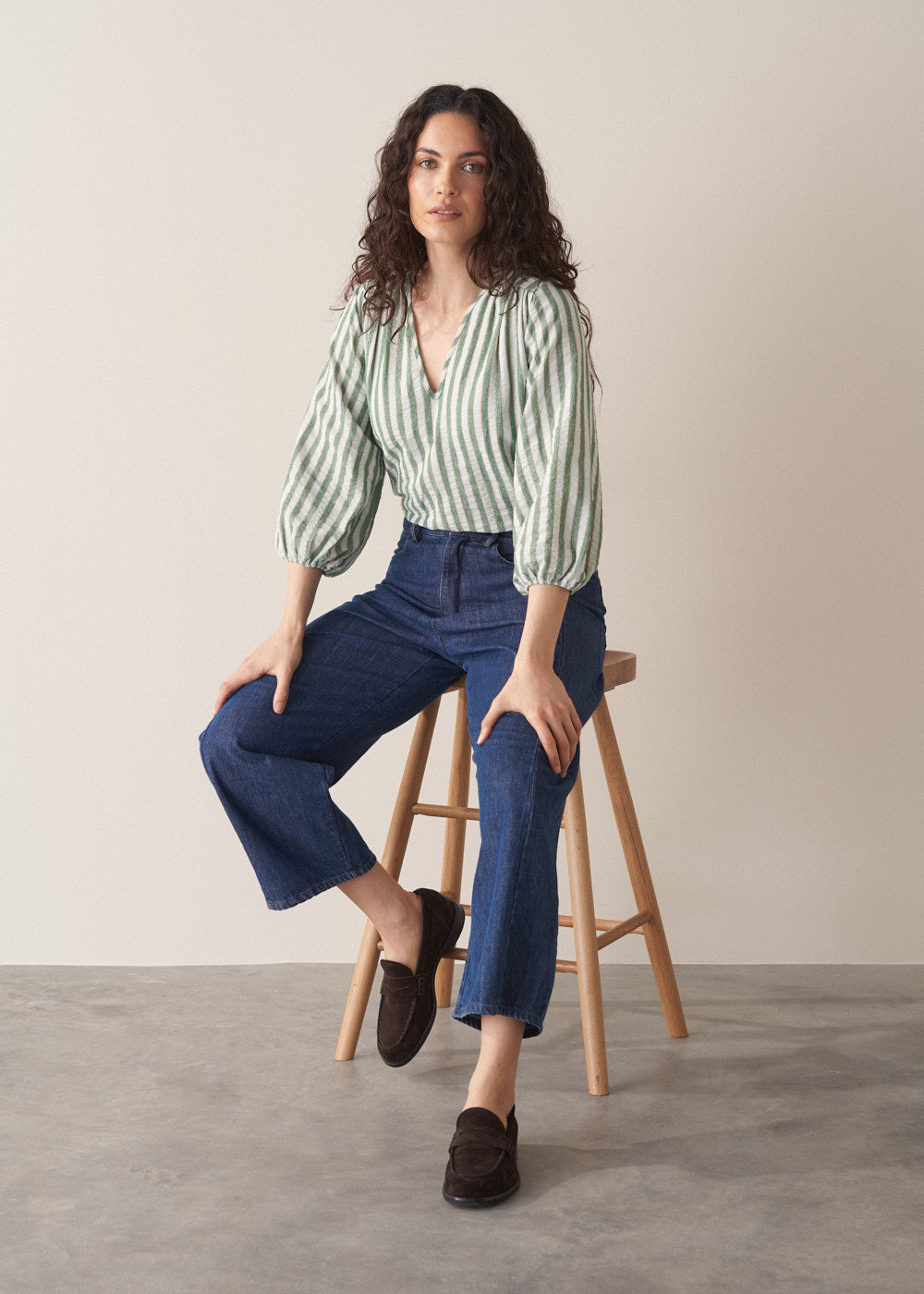 Lightweight Modern Green Striped Top - Image 7