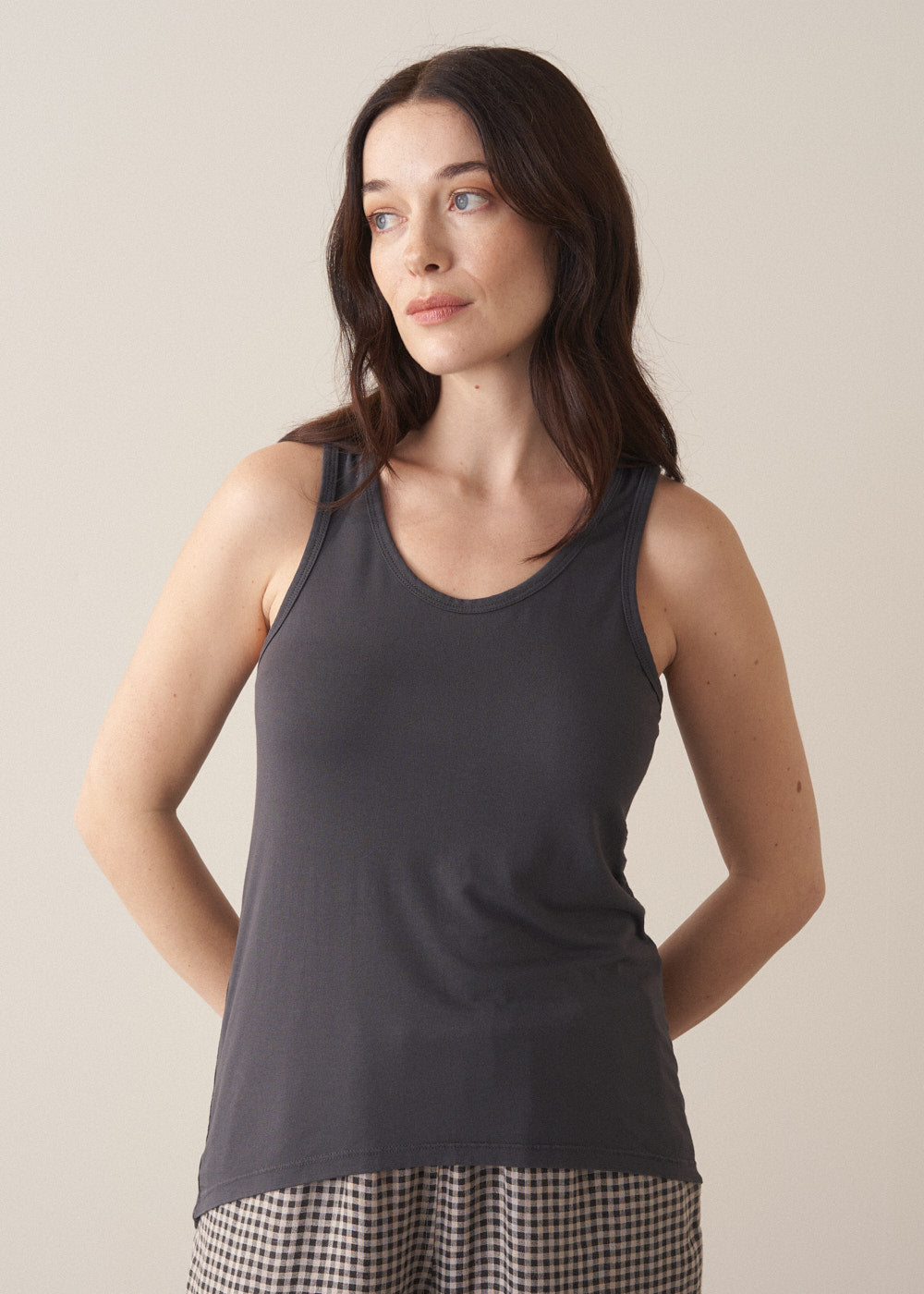 Relaxed Charcoal Jersey Vest Top - Image 6