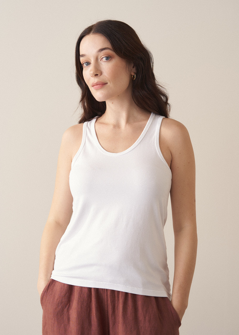Modern White Jersey Vest Top - Image 3