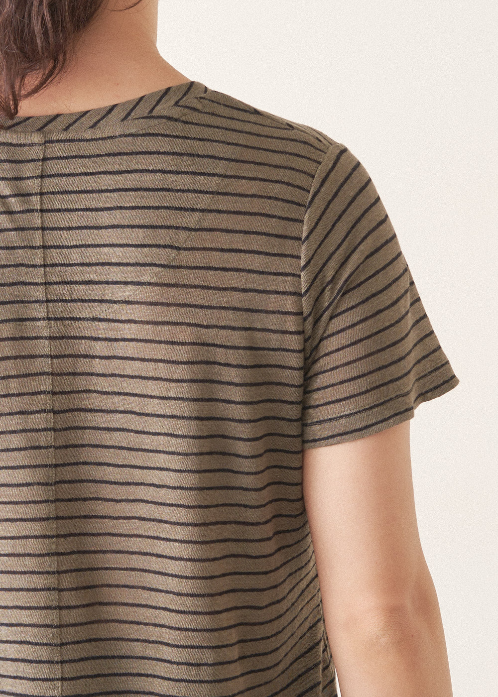 Relaxed Khaki Striped Linen Shirt - Image 5