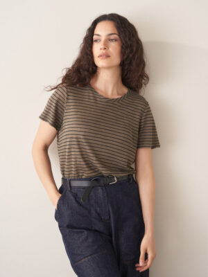 Khaki Striped Linen Shirt