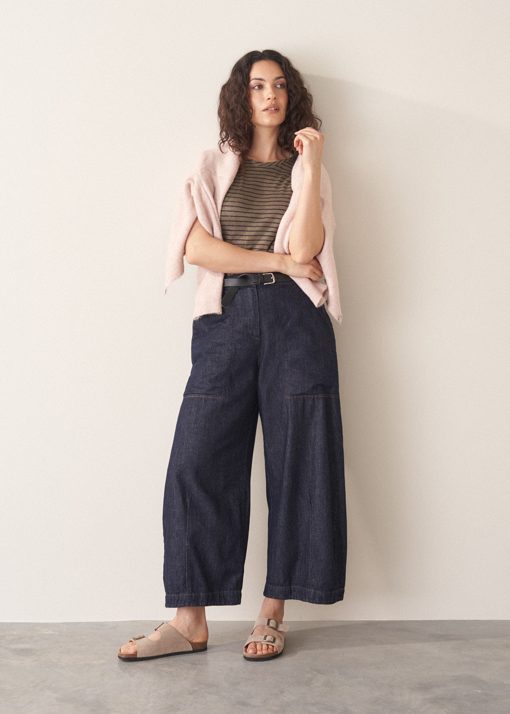 Relaxed Khaki Striped Linen Shirt - Image 7
